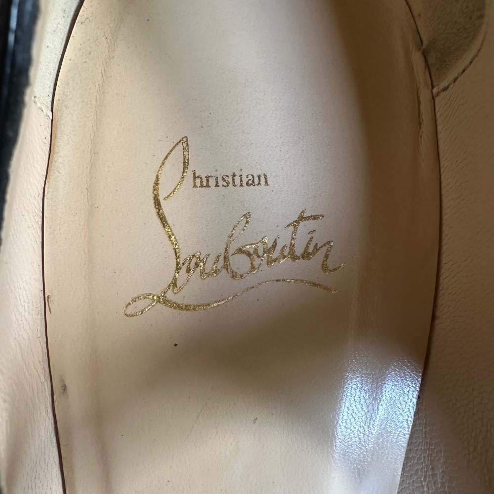 Authentic Christian Louboutin Black Patent Mary Jane Peep Toe Platform Heels - Picture 6 of 16
